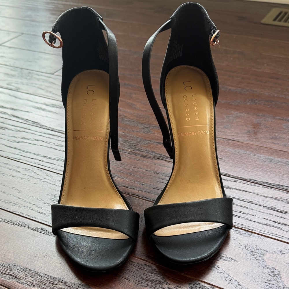 LC Lauren Conrad Black Ankle Strap Heels